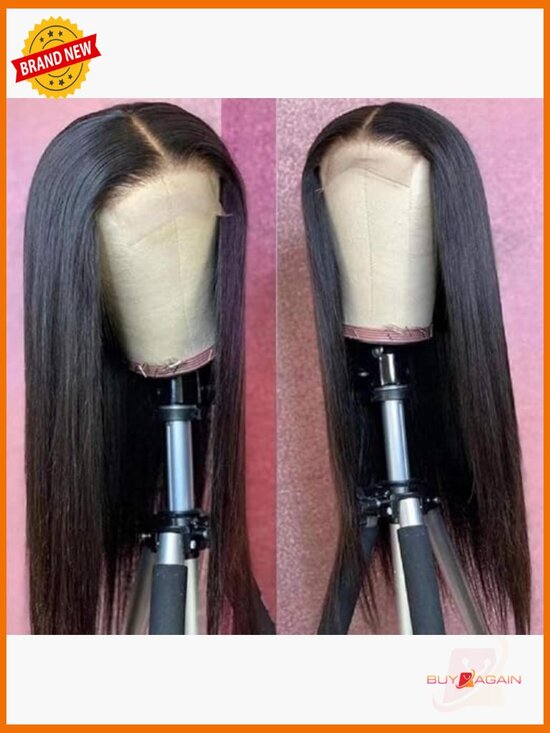 Straight Lace Front Wig Human Hair 4x4 Closure 200 Density Glueless main image 5